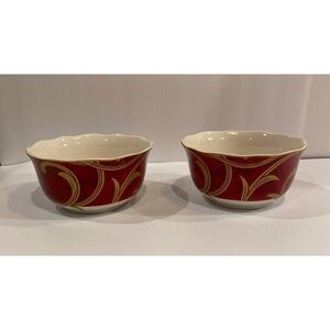 Pier 1 Imports Porcelain Crimson Chic Cereal Bowl Set of 2